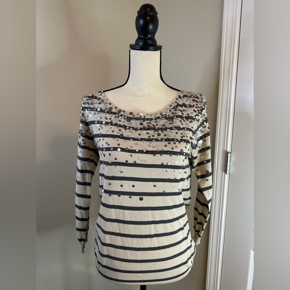 The Limited Sweater- striped with sequins accents Size M